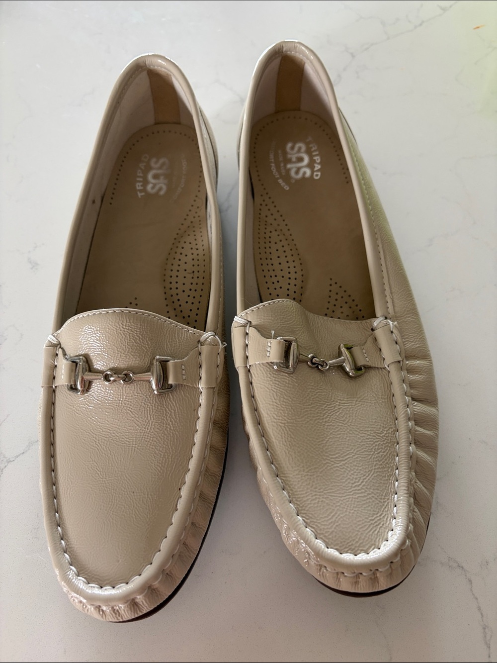 SAS Beige Leather Bit Loafers